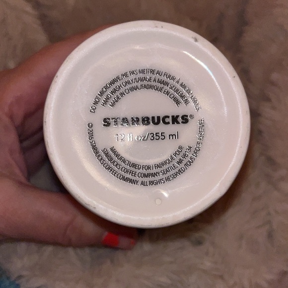 Starbucks 12 oz mug 2016 colorful with hearts with lid - Picture 5 of 6